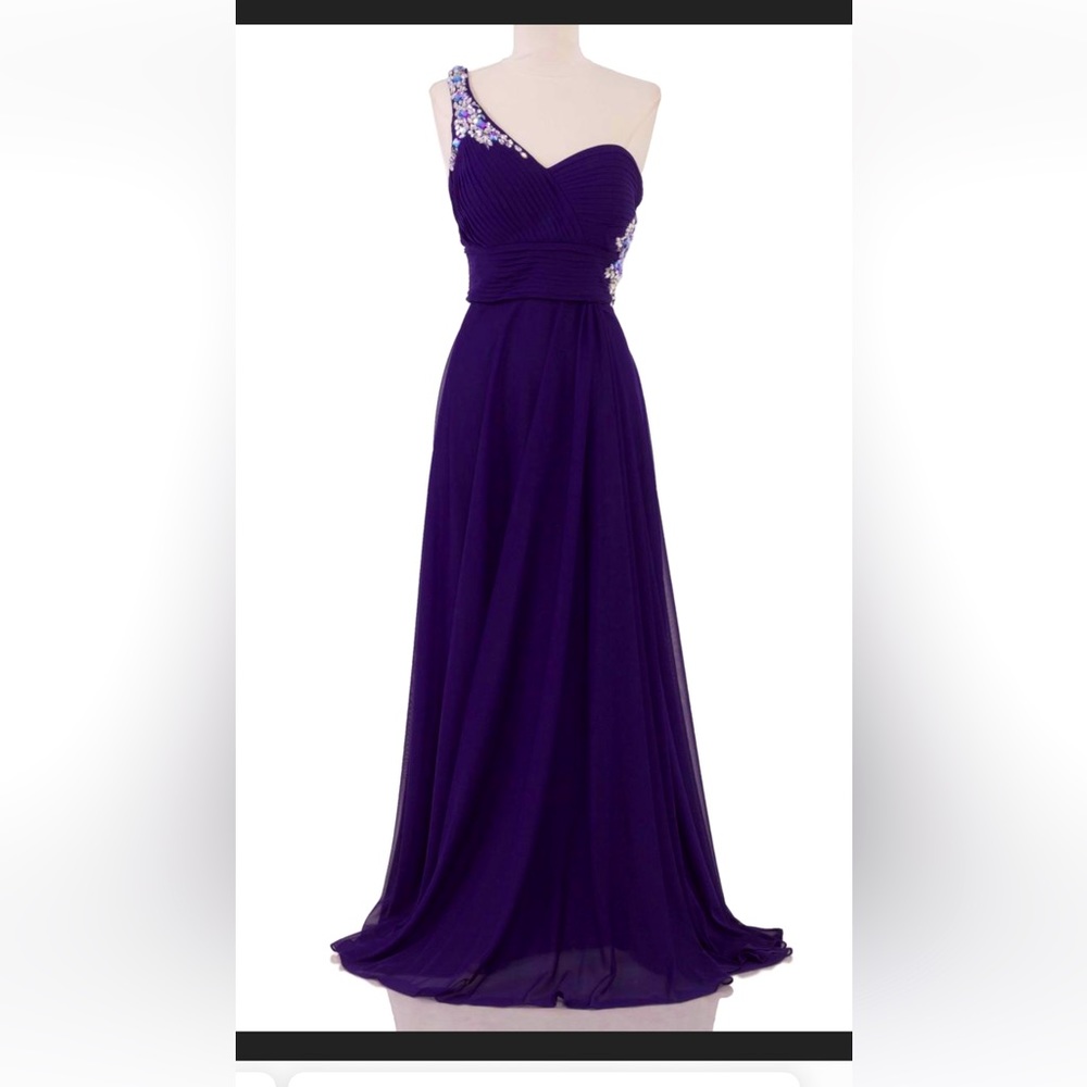 Xscape Purple One Shoulder Dress with Graceful Design